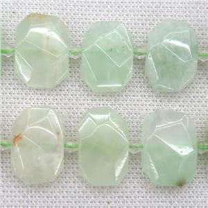 green Grapes Quartz beads, faceted rectangle, approx 13-23mm