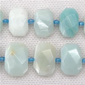 Chinese Amazonite stone beads, faceted rectangle, approx 13-23mm