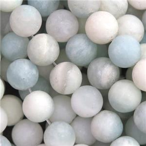 round matte Aquamarine beads, blue dye, approx 10mm dia