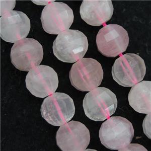 Rose Quartz beads, pink, lantern, approx 11-12mm dia