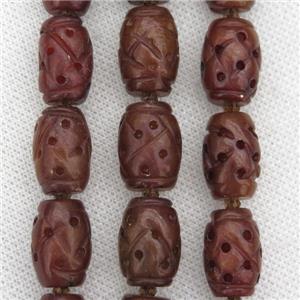 Chinese Agalmatolite Barrel Beads, approx 12-18mm