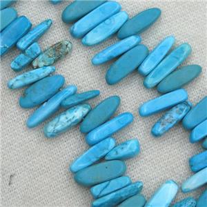 blue Turquoise stick beads, top-drilled, approx 13-25mm