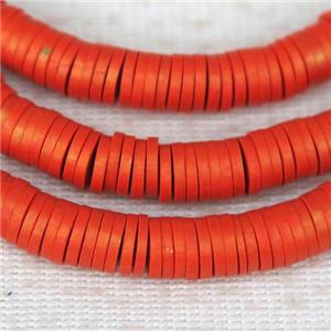 red Fimo Polymer Clay heishi beads, approx 6mm dia