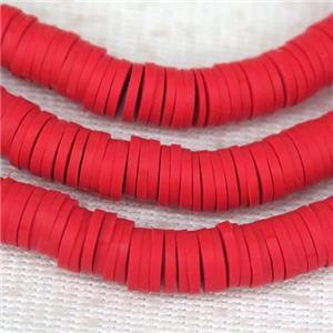 red Fimo Polymer Clay heishi beads, approx 4mm dia