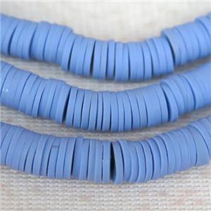 blue Fimo Polymer Clay bead, heishi, approx 4mm dia
