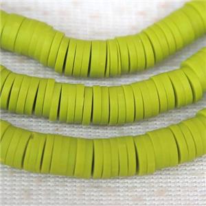 olive Fimo Polymer Clay heishi beads, approx 6mm dia