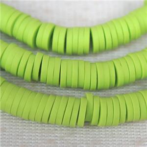 olive Fimo Polymer Clay heishi beads, approx 4mm dia