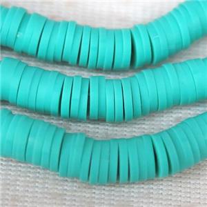 green turq Fimo Polymer Clay heishi beads, approx 6mm dia
