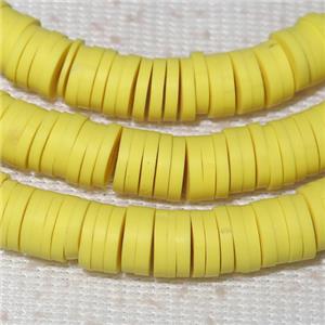yellow Fimo Polymer Clay heishi beads, approx 4mm dia