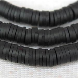black Fimo Polymer Clay heishi beads, approx 6mm dia