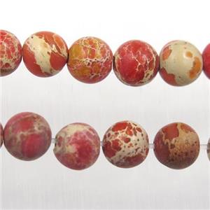 matte round Sea sediment jasper beads, Red, approx 8mm dia