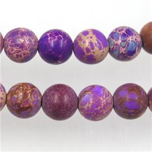 matte round Sea sediment jasper beads, purple, approx 10mm dia