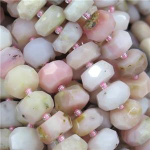 pink Opal Jasper beads, faceted rondelle, approx 6x10mm