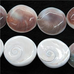 Shell Fossil beads, freeform, approx 35-40mm
