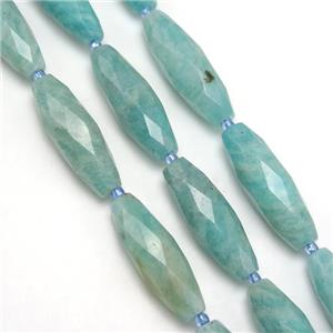 gren Amazonite beads, faceted rice, approx 10-30mm