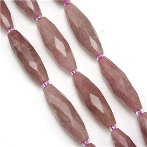 Strawberry Quartz beads, faceted rice, approx 10-30mm