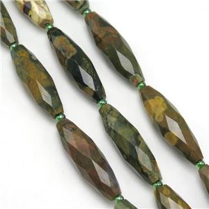 Rhyolite beads, faceted rice, approx 10-30mm