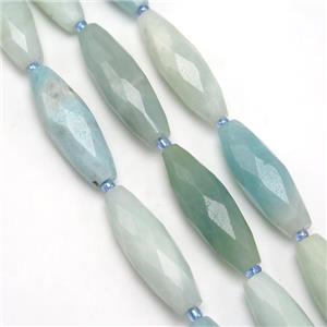 Chinese Amazonite beads, faceted rice, approx 10-30mm