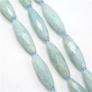 blue Amazonite beads, faceted rice, approx 10-30mm