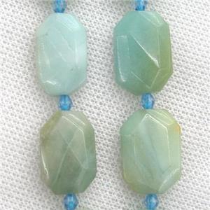 Chinese Amazonite beads, faceted rectangle, approx 15-20mm