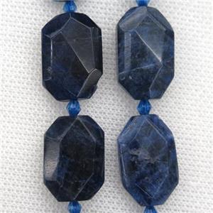 blue Sodalite beads, faceted rectangle, approx 15-20mm