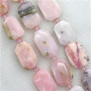 Pink Opal Jasper beads, faceted rectangle, approx 15-20mm