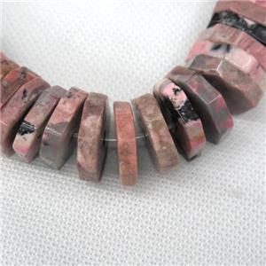 Rhodonite beads, faceted heishi, approx 20mm dia