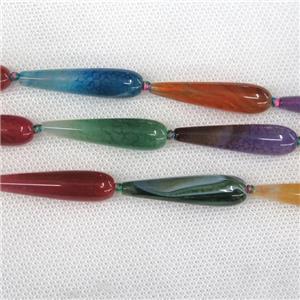 Agate teardrop beads, mix color, approx 10-40mm