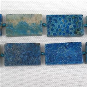 green Coral Fossil Beads, rectangle, approx 25-40mm