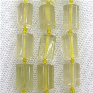 Lemon Quartz beads, faceted Column, approx 11.5-16mm