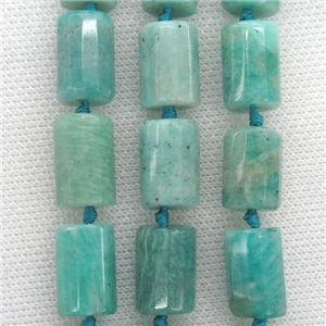 Green Amazonite Beads, faceted column, approx 11.5-16mm