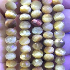 gold tiger eye stone beads, faceted rondelle, approx 5x8mm