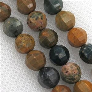 Ocean Agate Beads, multi color, faceted round, approx 9-10mm