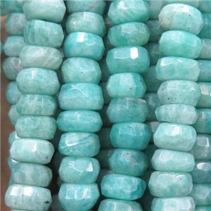 green Amazonite beads, faceted heishi, approx 10-11mm