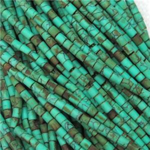tiny synthetic turquoise tube beads, green, approx 2mm dia