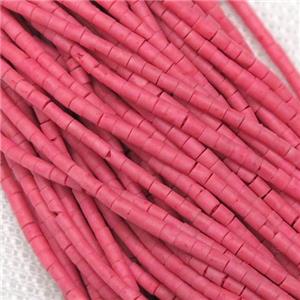 tiny synthetic turquoise tube beads, hotpink, approx 2mm dia