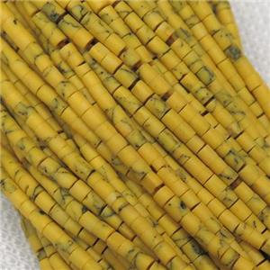 tiny yellow synthetic turquoise tube beads, approx 2mm dia