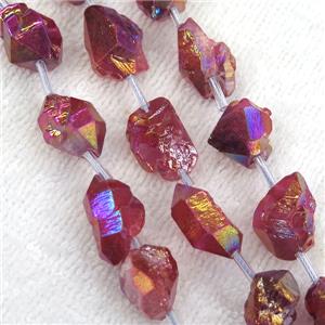 red Crystal Quartz chip beads, approx 13-18mm