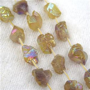 yellow Crystal Quartz chip beads, approx 13-18mm