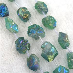green Crystal Quartz chip beads, approx 13-18mm