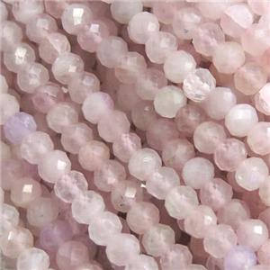 Madagascar Rose Quartz beads, faceted rondelle, approx 4mm