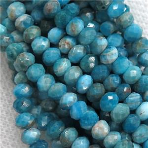 blue Apatite Beads, faceted rondelle, approx 4mm
