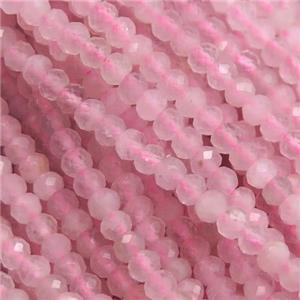 Rose Quartz beads, faceted rondelle, approx 3mm