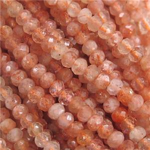 orange SunStone Beads, faceted rondelle, approx 3mm