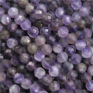 purple Amethyst beads, faceted round, approx 3mm dia
