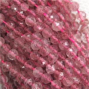 tiny Strawberry Quartz beads, faceted round, approx 3mm dia