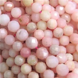 tiny Pink Opal Beads, faceted round, A-grade, approx 3mm dia