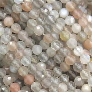 tiny MoonStone Seed beads, faceted round, approx 3mm dia