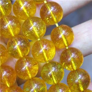 synthetical golden Quartz Beads, round, approx 14mm dia