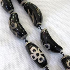 black Tibetan Agate horn Beads, approx 15-38mm